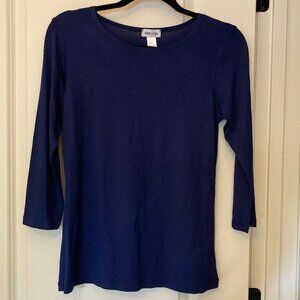 NWT Navy Blue Kosher Casual Boatneck Top with 3/4 Sleeves XL, but Runs Small